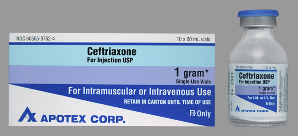 Ceftriaxone® Sodium 1 Gram Injection Single Use  .. .  .  